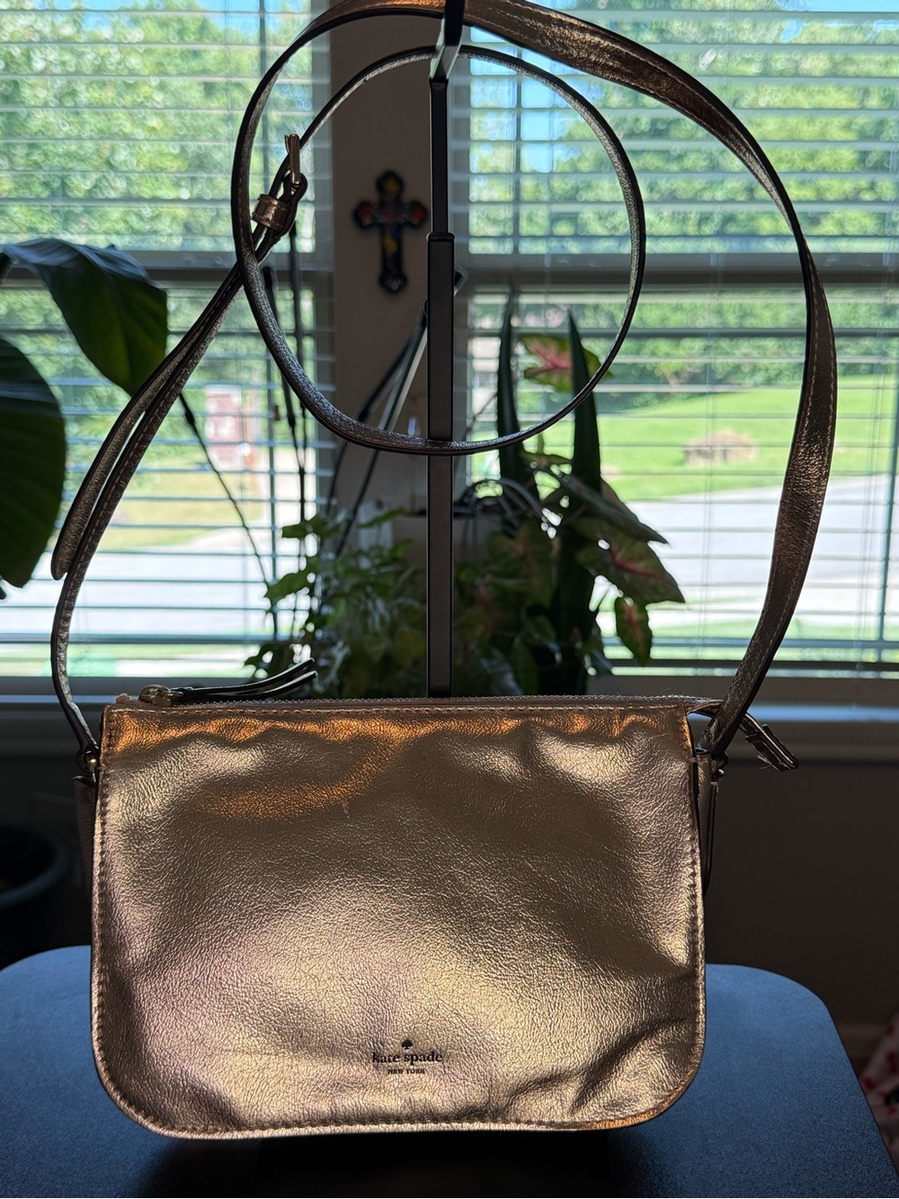 kate spade Metallic Rose Gold Leather Crossbody